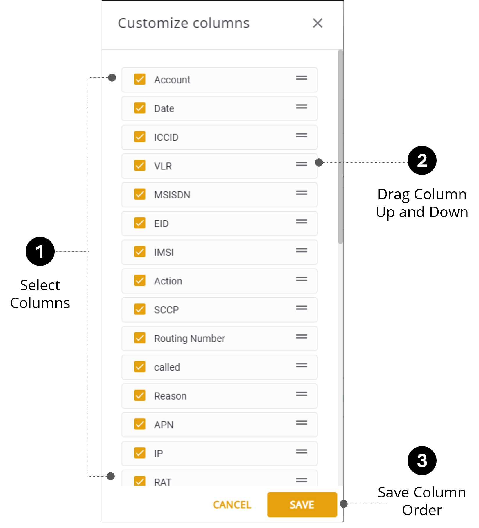 Customize Event Table